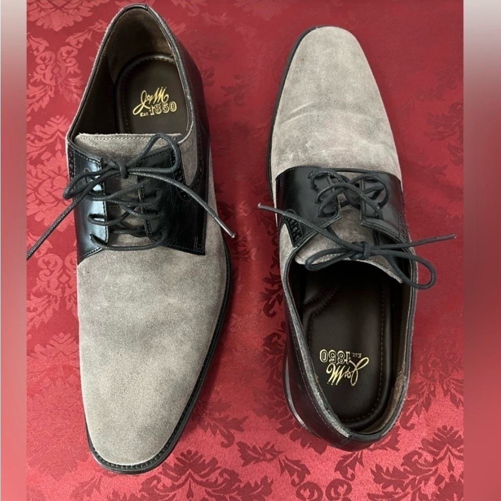 Johnson and Murphy Suede and Leather Oxford Shoes men Size 11.5 Grey and Black - Picture 2 of 5